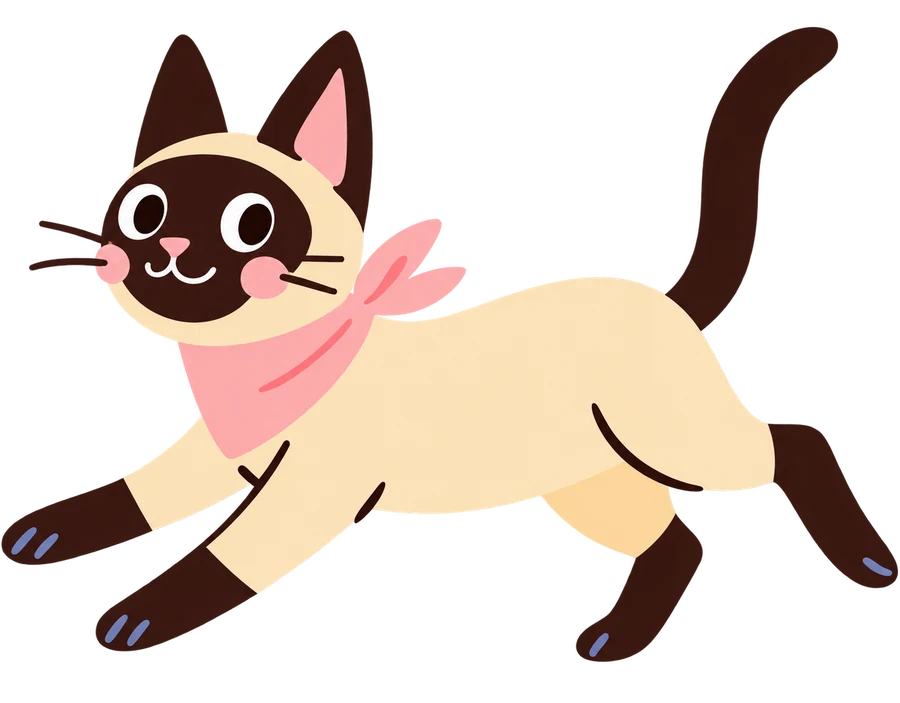 Ilustração de gato siamês, mascote do pet sitter